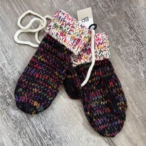 BP Multicolor Knit Mittens with String